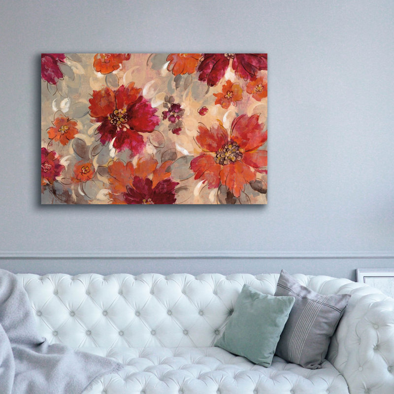«Epent Graffiti» «Magenta and Coral Floral» par Silvia Vassileva, art mural sur toile, 60 po x 40 po, H 40 po x l 60 po