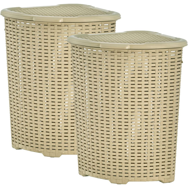 Panier à linge en osier, Beige, H 22 po x l 19 po x P 15 po