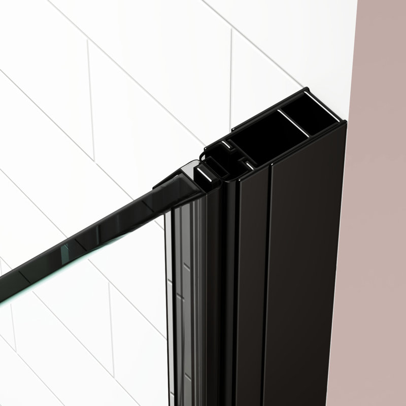 Porte de douche l 30 po x H 72 po - joint de salle de bain noir en verre trempé réglable