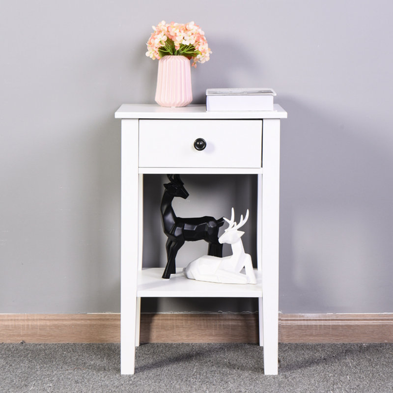 Élégante table blanche avec rangement - Transforme les petits espaces en décor de tiroir latéral et convient à divers thèmes de pièce