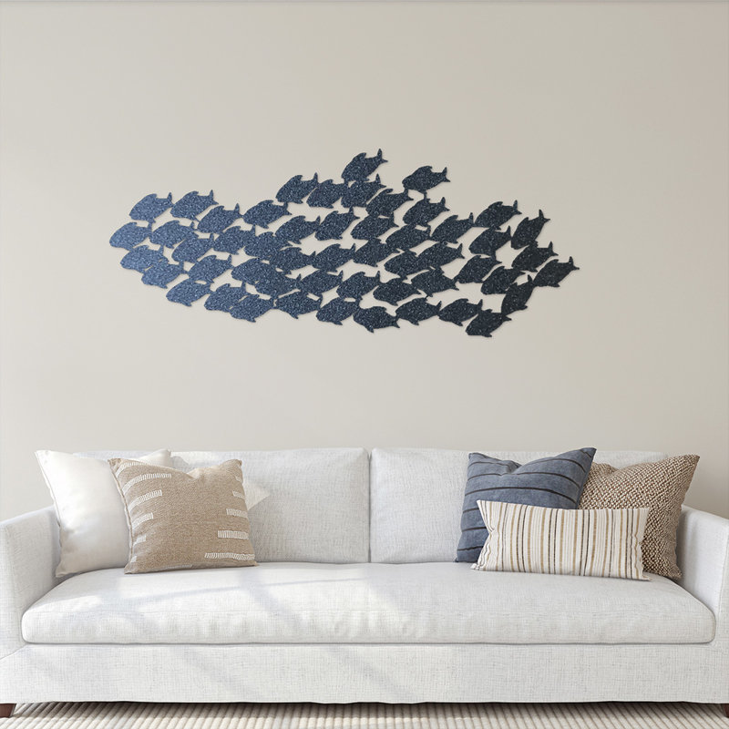 Coastal Animals & Insects Wall Decor on Metal, Black, 9.5" H x 24" W x 0.06" D