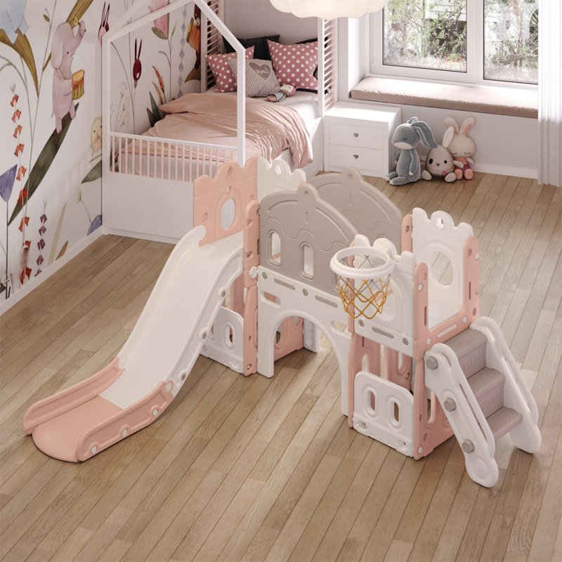 Harriet Bee Indoor Slide, Beige/Orange/Grey