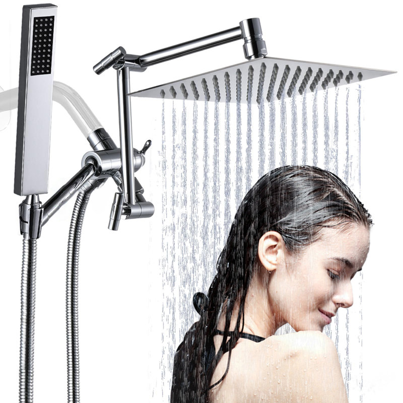All Metal 8 Inch  Rain Shower Head With Handheld Combo For California, Chrome