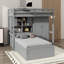 Lit superposé simple à levage hydraulique avec garde-robe, rangement et tiroirs intégrés-812832429