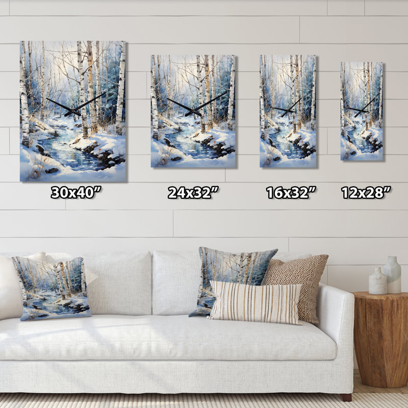 Horloge murale moderne Birch Woods Winter Moonrise I, H 40 po x l 30 po x P 1 po