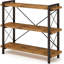 Bibliothèque Hchqhs, bibliothèque industrielle à 3 niveaux, bibliothèque ouverte rustique, bibliothèques horizontales en bois et métal