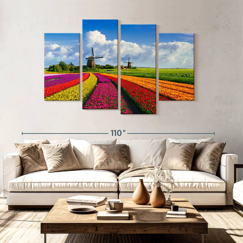 Alvord scène de printemps hollandais, H 54 po x l 84 po