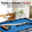 40" Pool Table Tabletop Set For Game, Compact Blue, With Cue Sticks, Ball Kit, Triangle, Chalk & Brush
