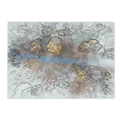 Tempered Glass Autumn Road Sketch Chopping Board
