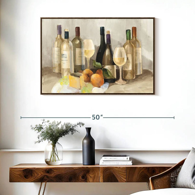 Vin et fruit II - lumière, 37 po x 25 po, Cadre flottant noyer