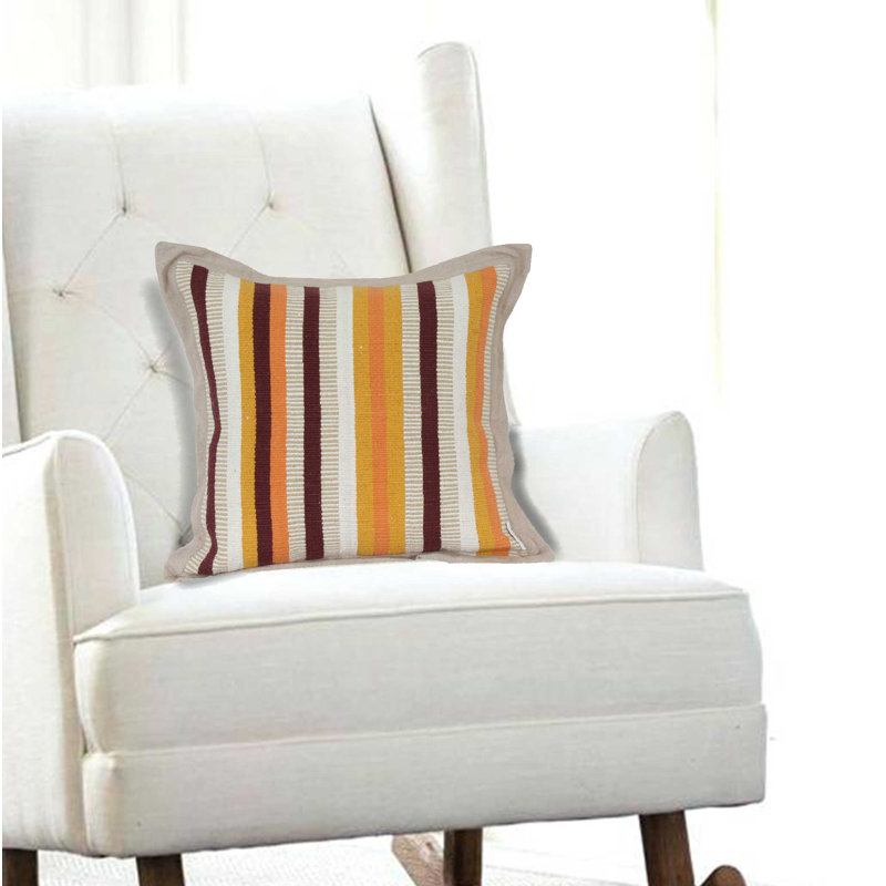 20" Multicolor Cotton Transitional Pillow Cover with Poly Insert