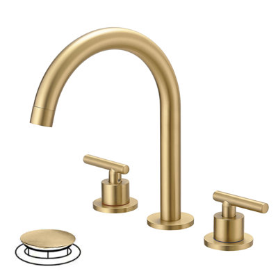 Luster High-Arc Widespread Bathroom Sink Faucet 2-Handle with Drain Assembly