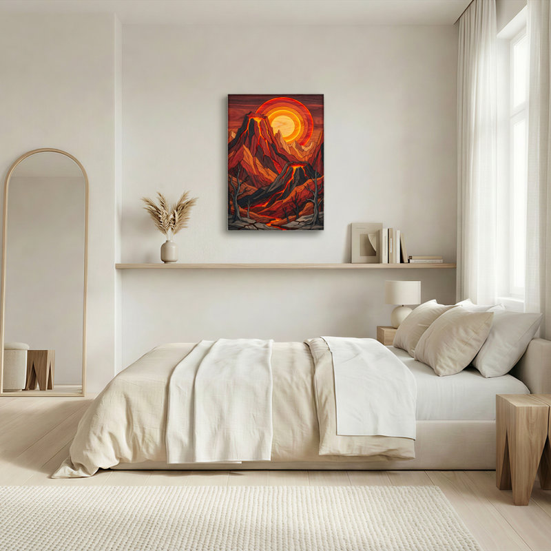 Tableau sur toile tendue représentant un paysage volcanique au coucher du soleil sur une montagne (lot de 1), 2030