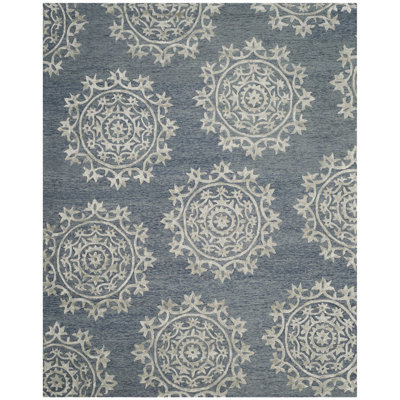 Rudra Hand Tufted Wool, Viscose Damask Rug