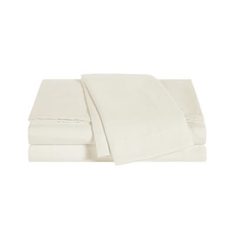 Ensemble de draps 100% coton 300 fils, Très grand, Ivoire