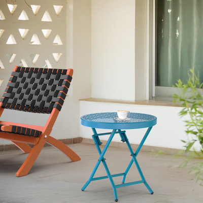 17,7 po Table d'appoint ronde pliante pour patio
