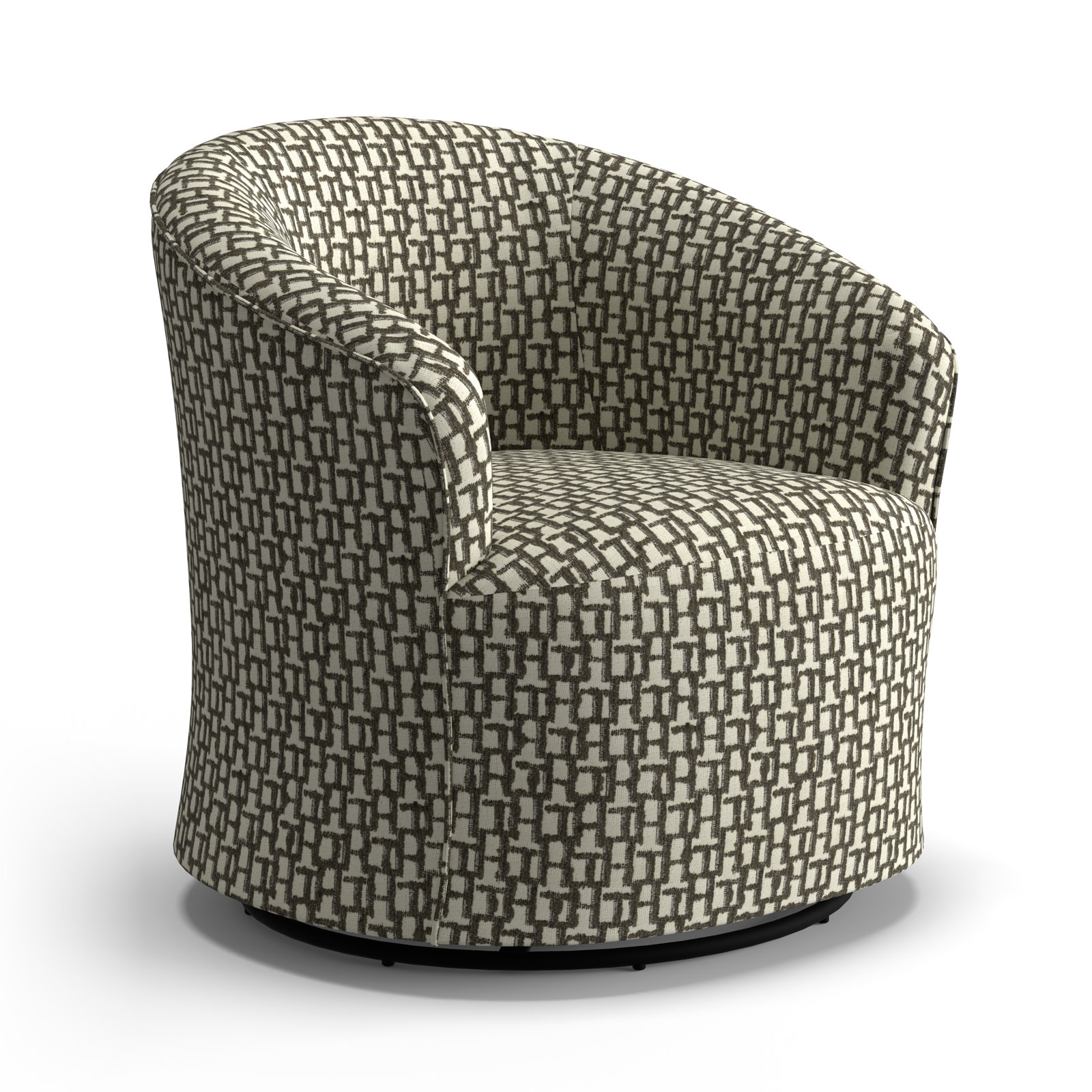 Jude Upholstered Swivel Nursery Chair, Sinatra Mushroom Graphic Print Performance