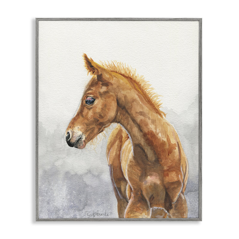 Aquarelle, poulain brun, estampe numérique par Birch & Ink, Estampe numérique Farmhouse, H 20 po x l 16 po