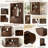 Farmhouse All-in-one Hall Tree With Adjustable Shelves, Arched Entryway Storage Bench With 3 Cabinets, Wooden Coat Rack Organizer With 4 Golden Hooks For Mudroo, Hallway, Walnut-1726429778