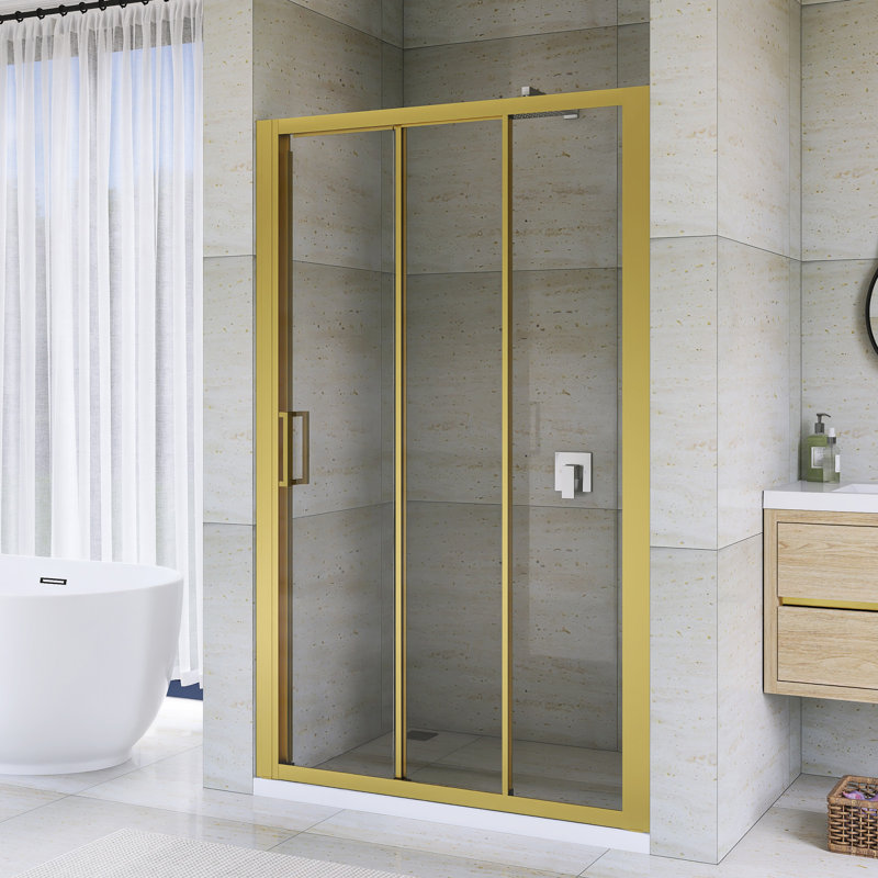 44"-48" W X70 H Aluminum Framed Sliding Shower Door In Brushed Gold Finish, Brushed Gold