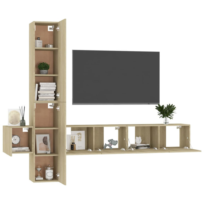Blackie TV Cabinet Set Engineered Wood, Sonoma Oak