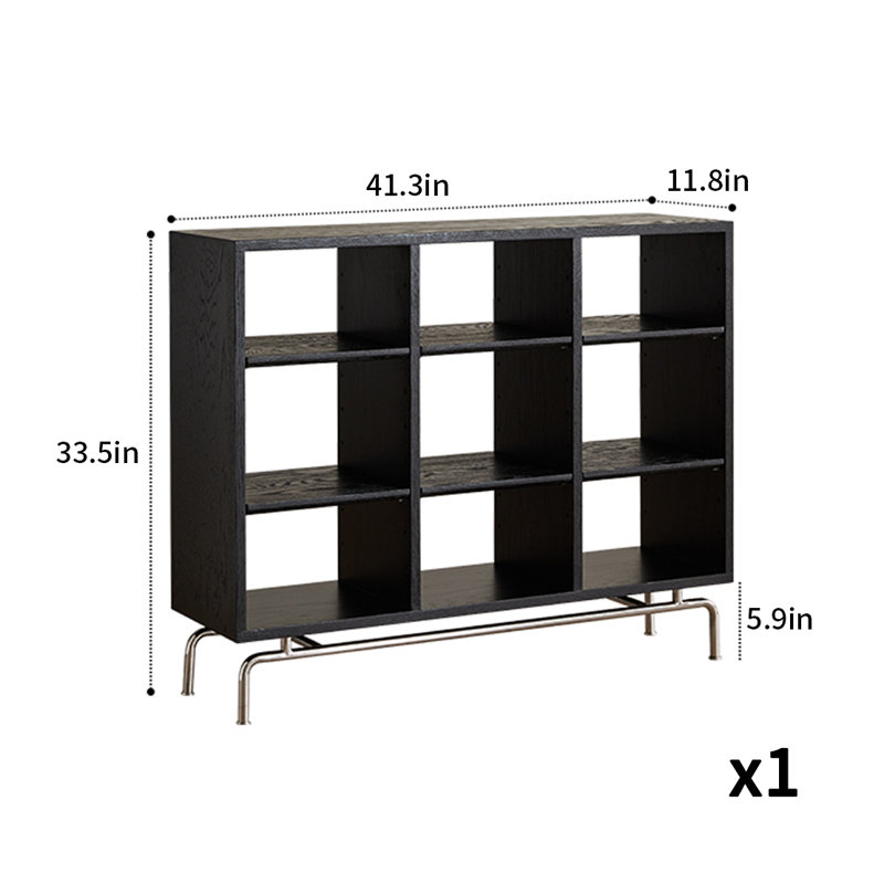 Vintage Large Capacity Storage Accent Cabinet Bookcase, Black