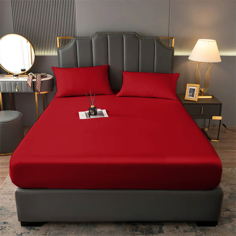 Aspire Homeware Premium 25cm Deep Fitted Sheet for Stylish and Comfortable Bedding, Red, Single (3')