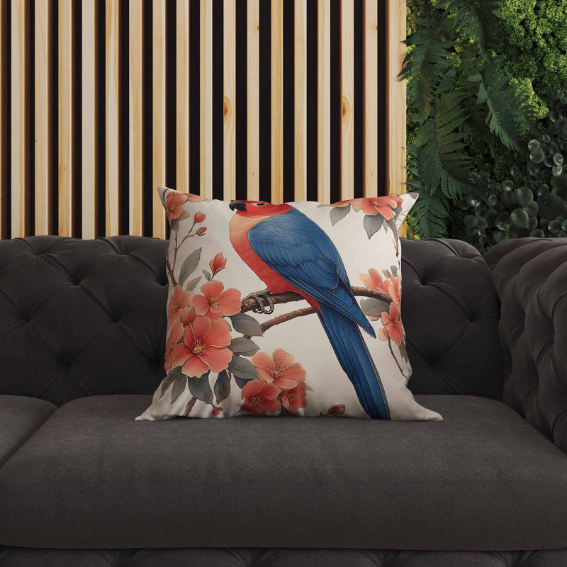 Perroquet vibrant intérieur / extérieur 18 x 18, Carré 18 po, Rouge / Bleu
