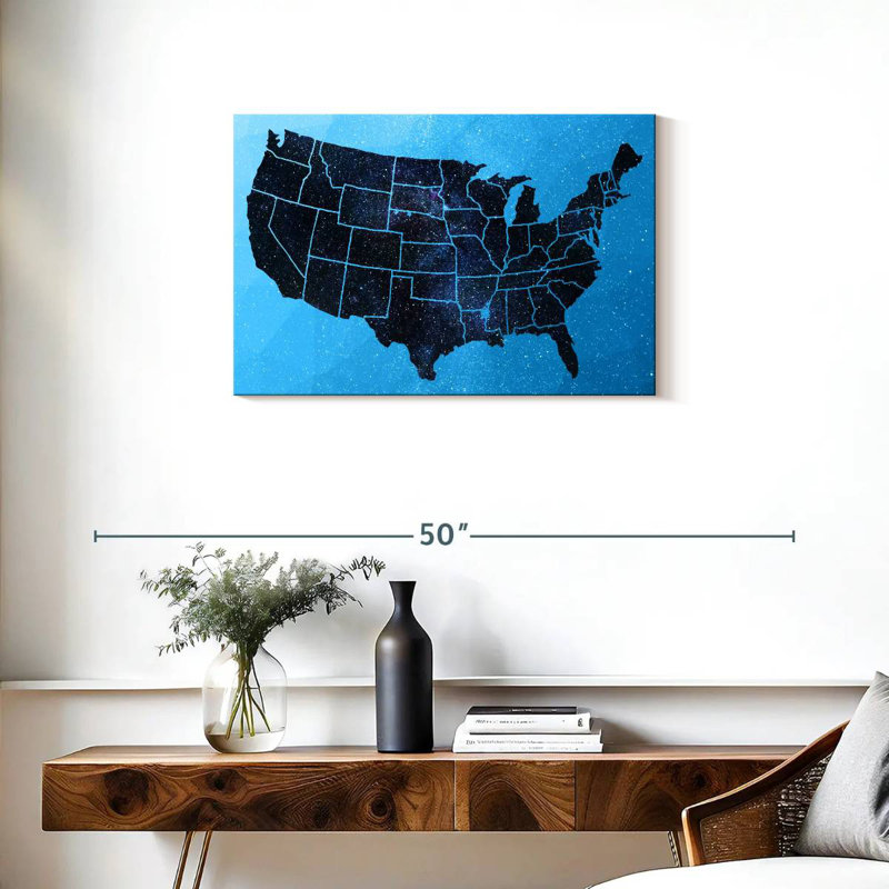 Carte des États-Unis d'Aliaz, H 20 po x l 30 po