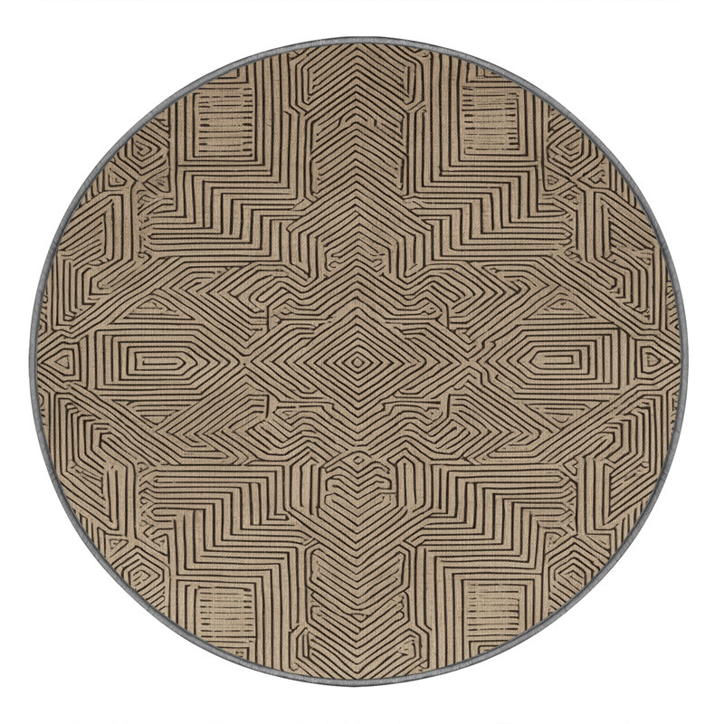 Machine Washable Turkish Gray Area Rug, Round 4'