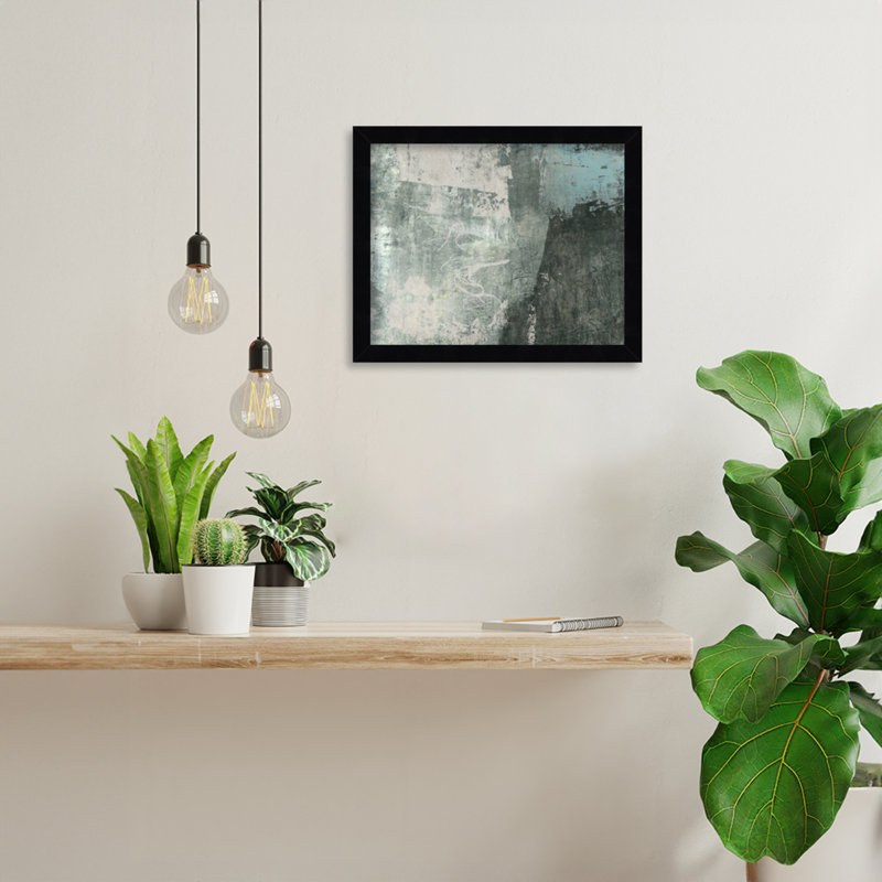 «Black and Gray and Blue I» par Fresno Wood, reproduction d'art encadrée, H 11 po x l 13 po, Noir