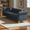Canapé Chesterfield de 82 pouces en velours avec deux coussins ronds, avec des détails cloutés en cuivre et des boutons capitonnés, avec des pieds en métal. La conception en boucle permet de suspendre des ornements de dessins animés.