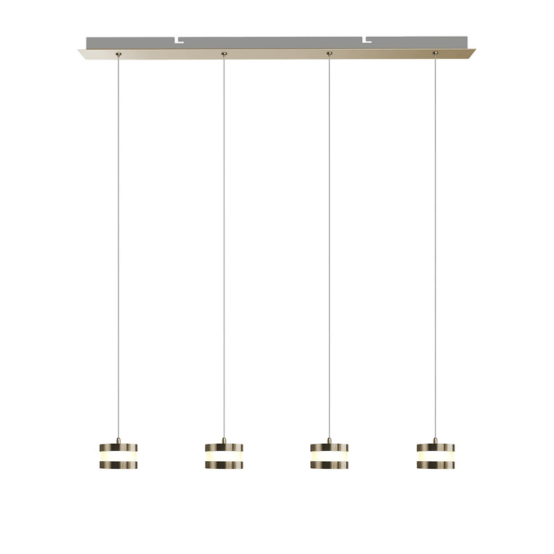 Karter 4 - Light Cluster Pendant, Brushed Brass, 2" H x 29" W x 5" D