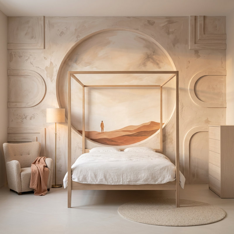 Décoration murale amovible de fenêtre de dunes de sable Minimalist Desert, 140 po x 108 po, Peler et coller
