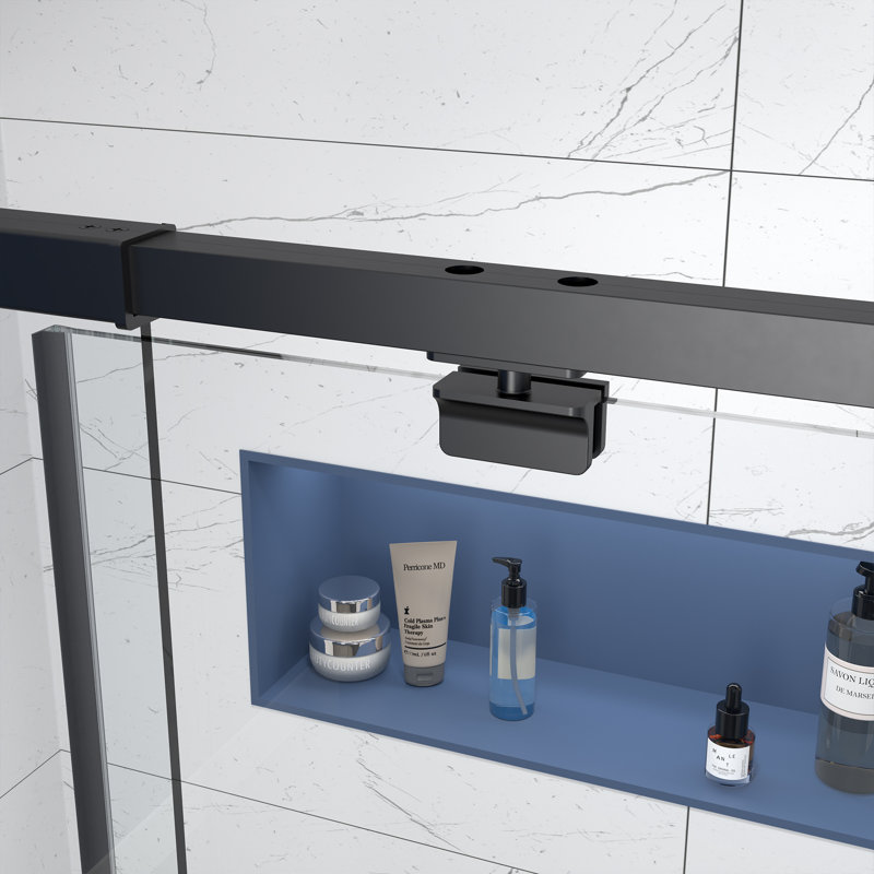50-54" Wide X 71" High Pivot Semi-Frameless Shower Door With Clear Glass