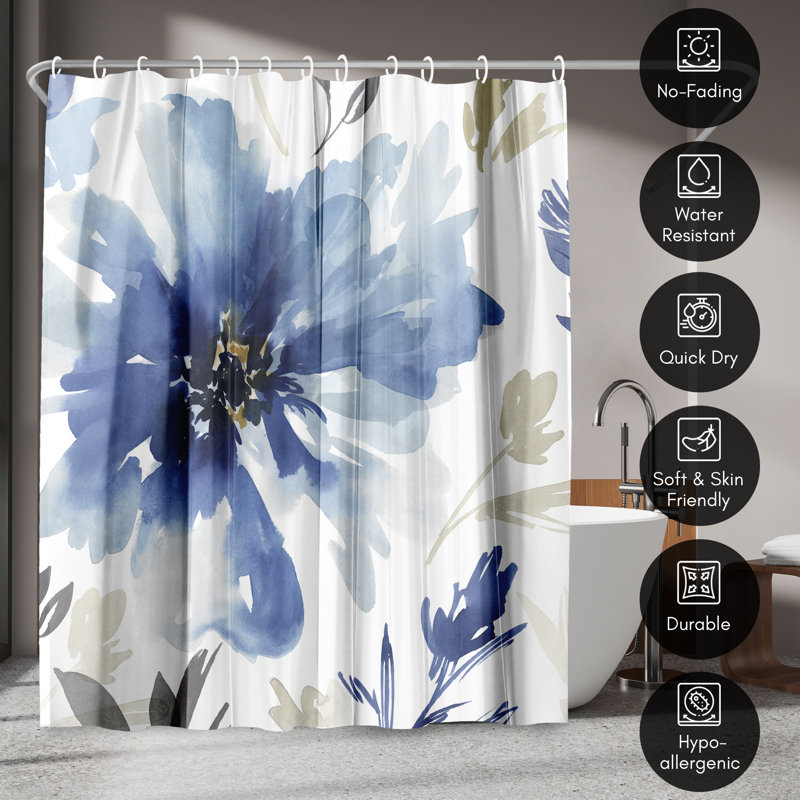 Shower Curtain Finesse by PI Creative Art, Indigo