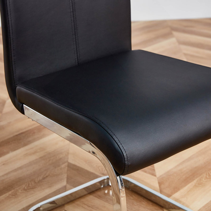 Chaises de salle à manger en polyuréthane revêtu de polyuréthane à haut dossier, Noir