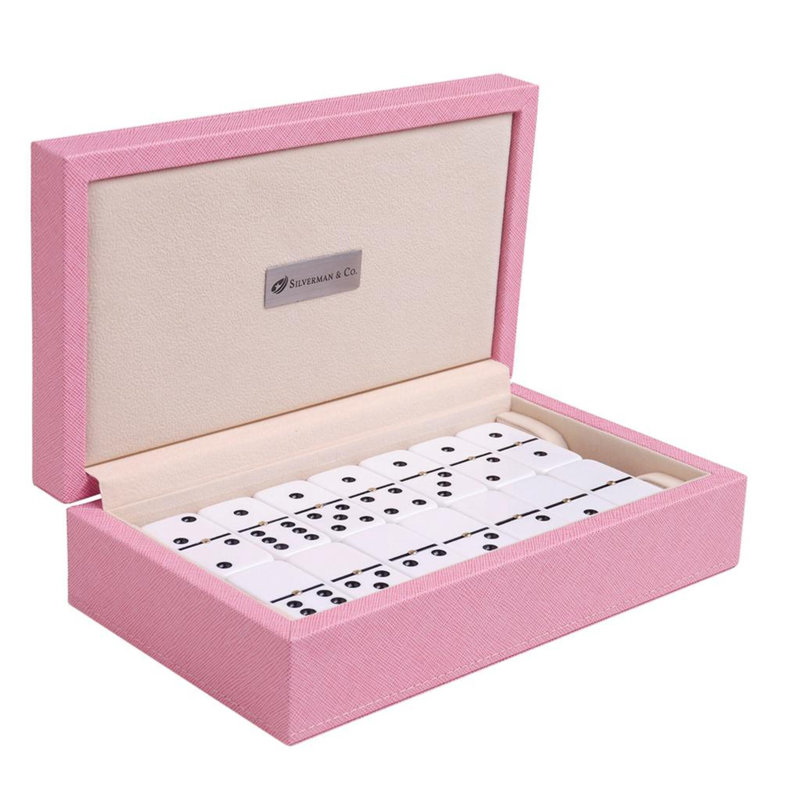 Ensemble Domino, H 2,75 po x l 5,5 po x L 9,5 po, Rose / blanc
