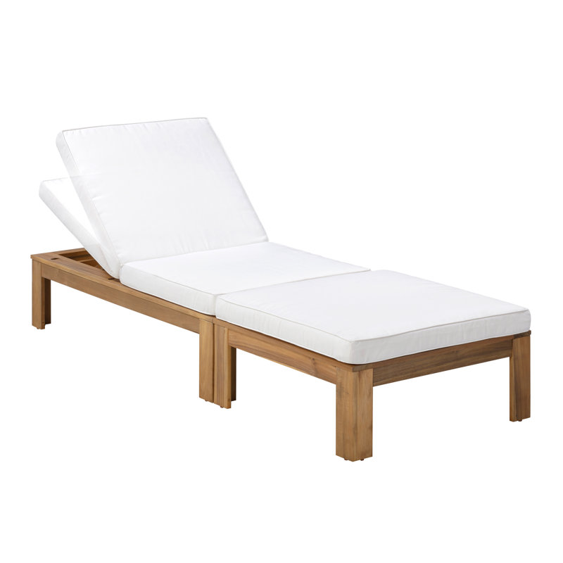 2 Piece Solid Acacia Frame Outdoor Convertible Sectional Sofa Set - Chaise Lounge