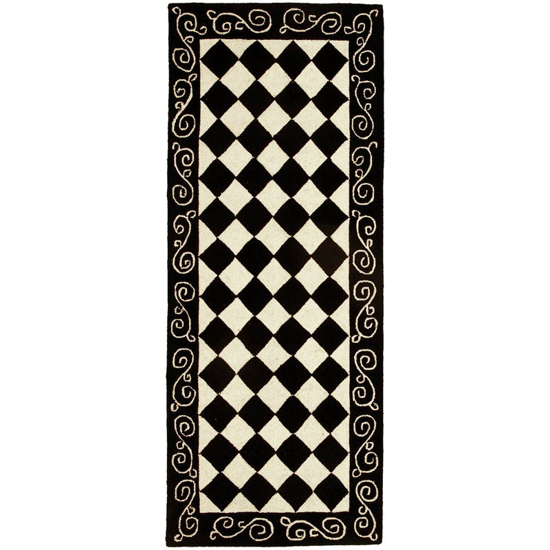 Brayton Hand Hooked Wool Geometric Rug, Runner 2'6" x 10'