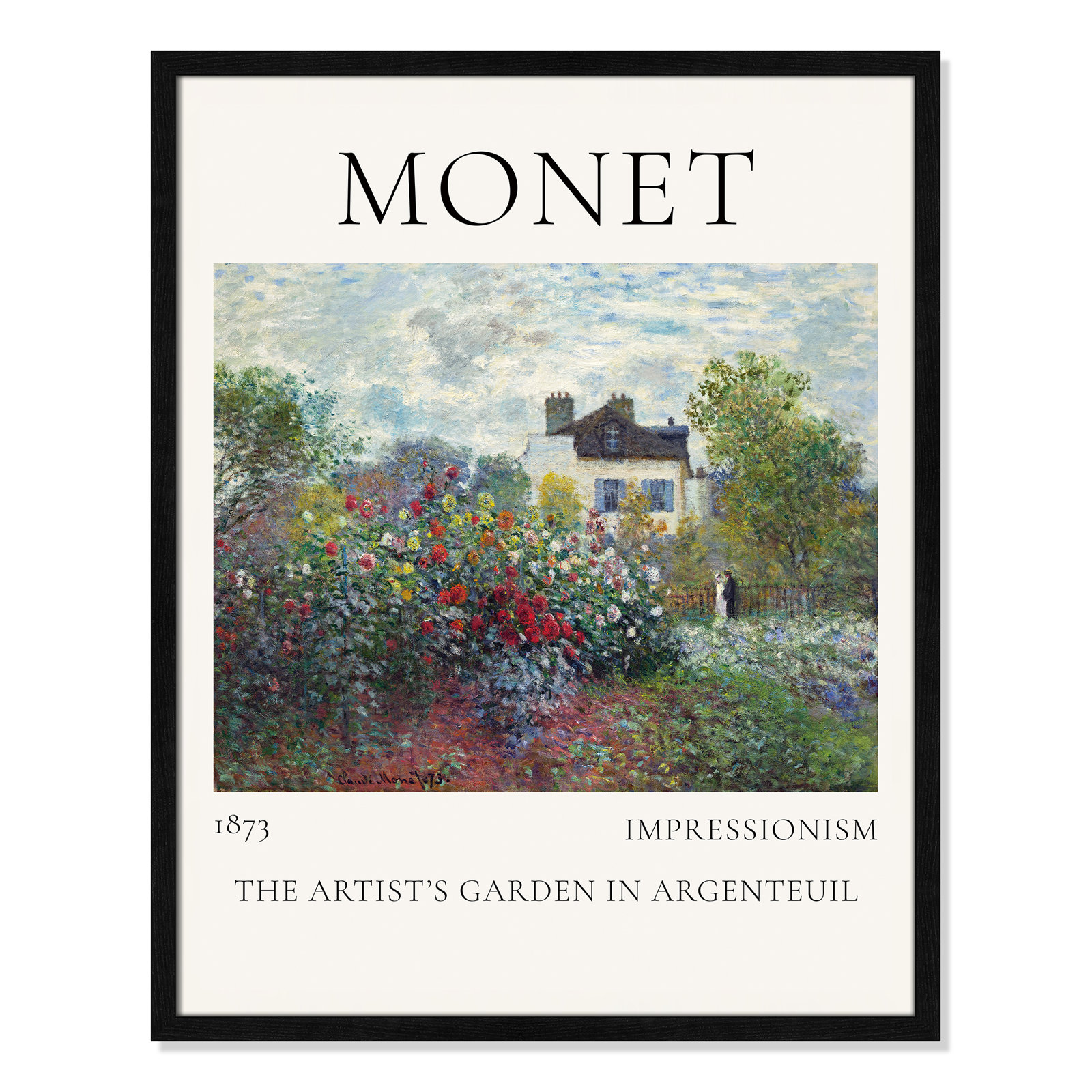 Artists Garden in Argenteuil Print by Claude Monet, No, Black Single Picture Frame, 29.5" H x 23.5" W x 0.75" D