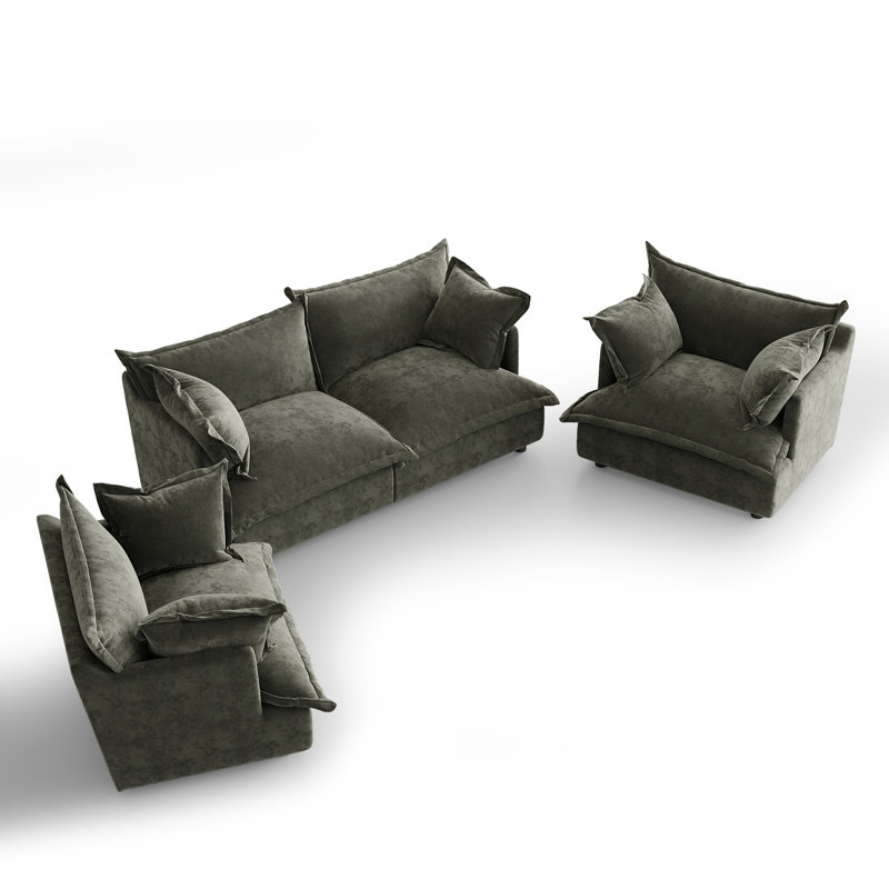 4 - Piece Upholstered Modular Gray Chenille Sectional Sofa Set – Plush Cloud Cushion Lounge Furniture, Customizable Layout for Cozy Living Rooms