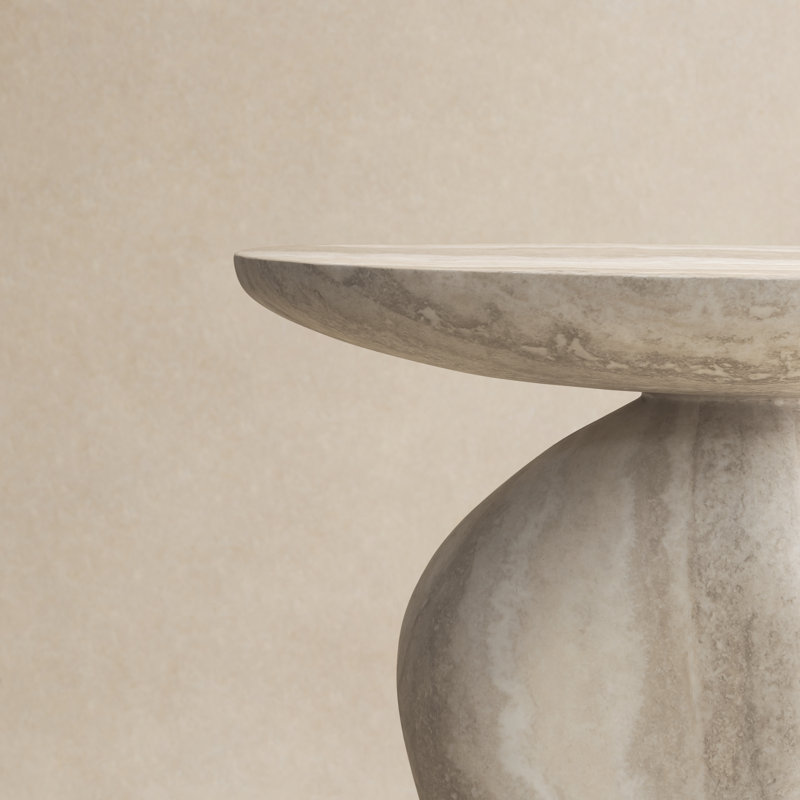 Table d'appoint asymétrique en fibre de verre et galets