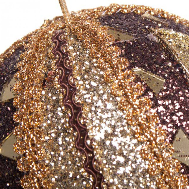 10cm Bauble, Brown and Gold