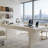 Modern Minimalist Cream-Colored Piano Lacquer 4-Drawer Desk-494988585