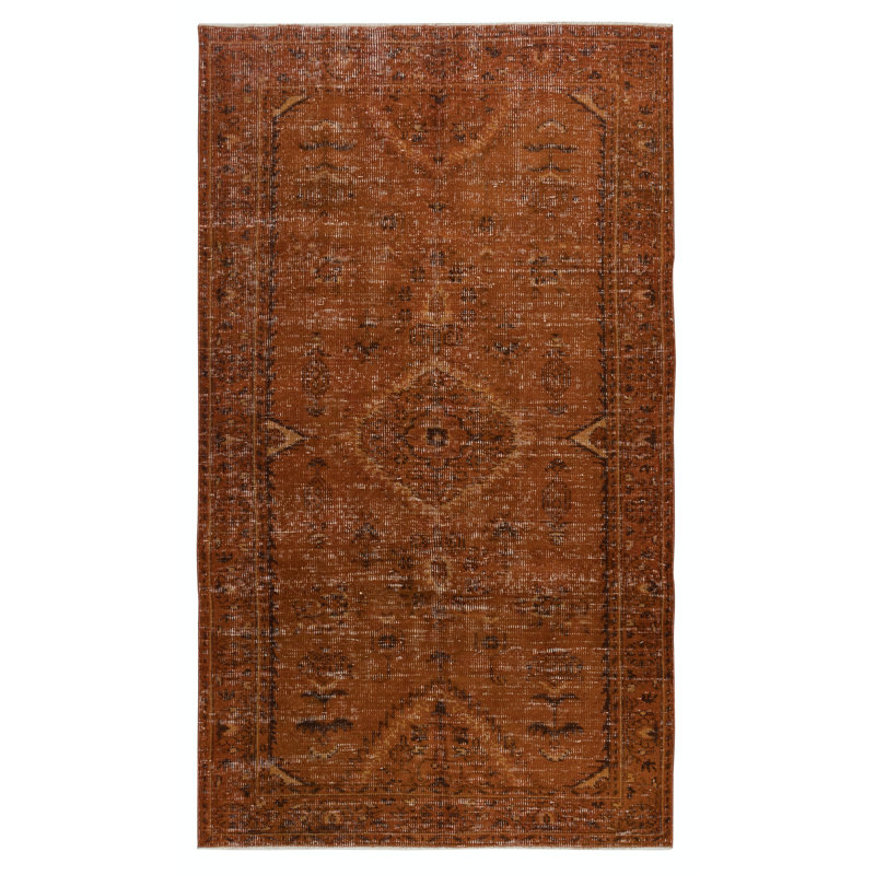 Tapis turc orange fait à la main 5 x 8,7 pi pour le salon et la chambre à coucher