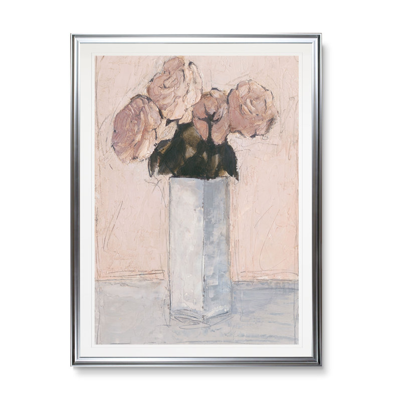Blush Florals II - imprimé, H 36 po x l 26 po x P 1,5 po, Cadre argenté
