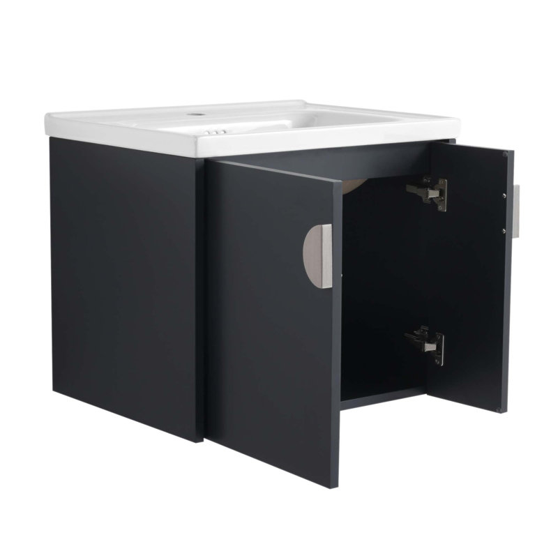 Meuble-lavabo de 24 po avec lavabo, parfait pour les petites salles de bain, porte à fermeture en douceur et design élégant