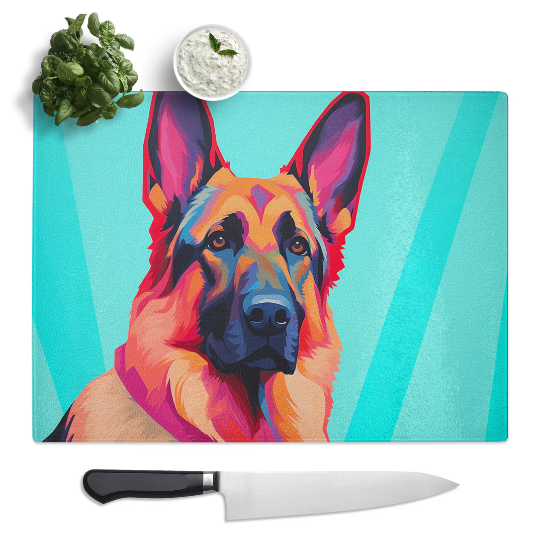 German Shepherd Minimalism  Glass Chopping Board