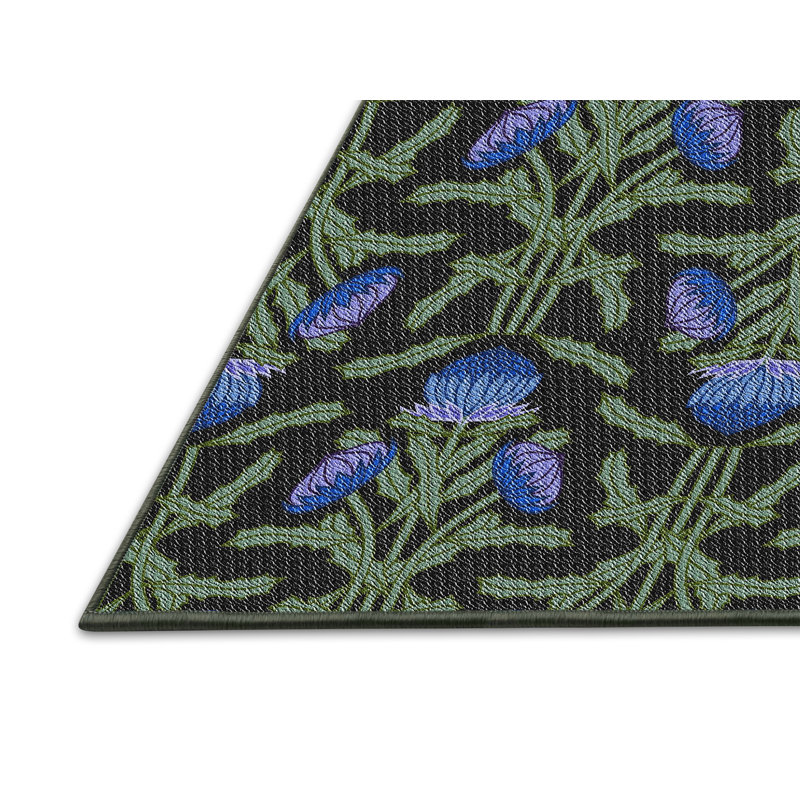 Tapis bleu foncé tissé à la machine, Rectangle 4 pi x 6 pi